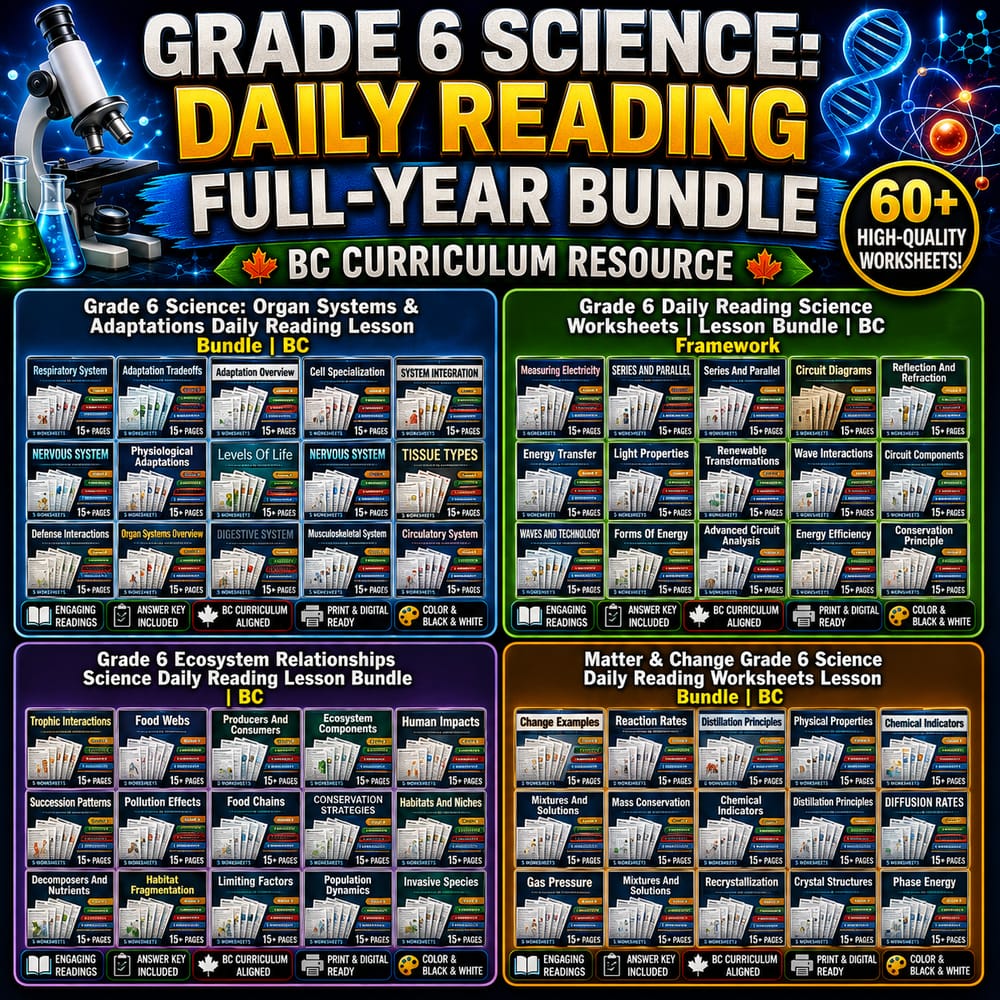 Grade 6 Science Daily Reading Full-Year Bundle BC Curriculum Resource — bundle cover