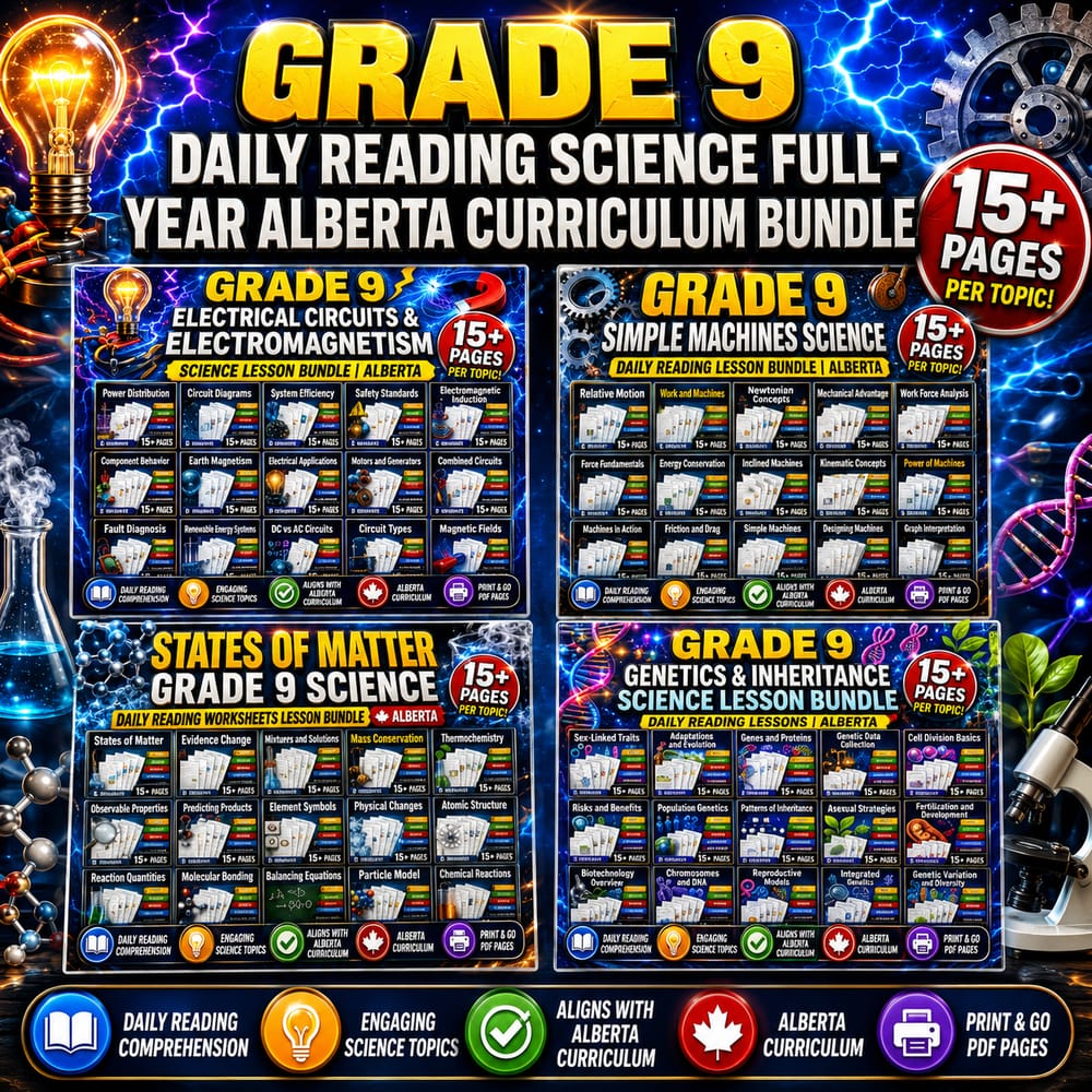 Grade 9 Daily Reading Science Full-Year Alberta Curriculum Bundle — bundle cover