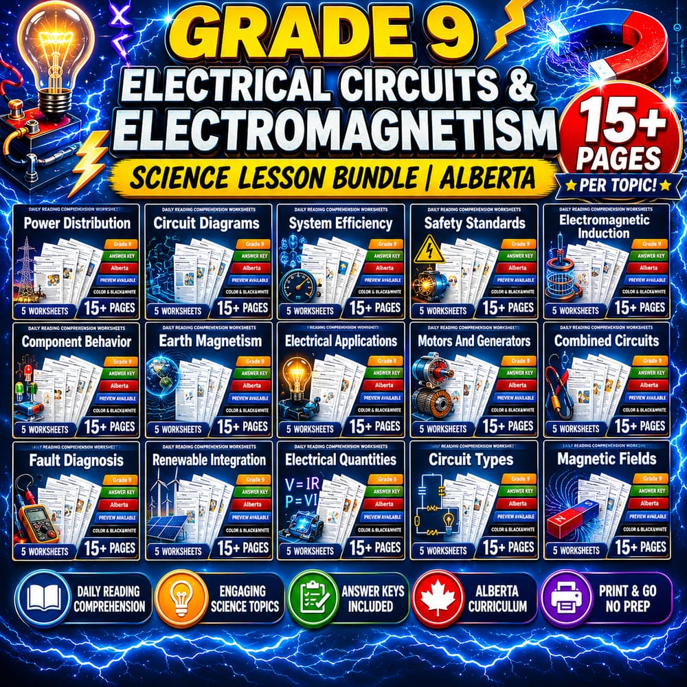 Grade 9 Electrical Circuits & Electromagnetism Science Lesson Bundle | Alberta — bundle cover