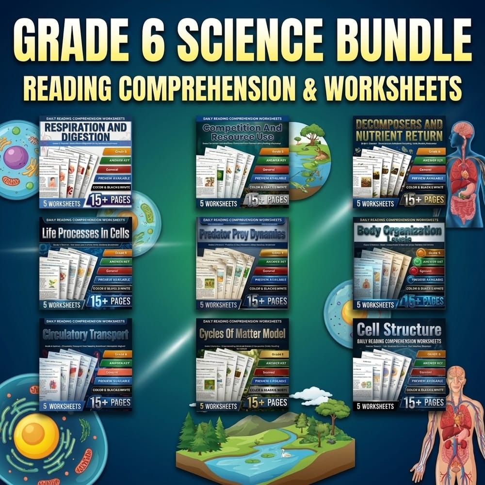 Life Processes Grade 6 Science Daily Reading Worksheets Lesson Bundle | General — bundle cover