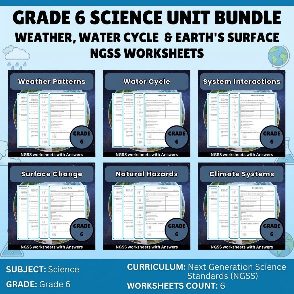 Grade 6 Science Unit Bundle - Weather, Water Cycle & Climate Systems - NGSS  — bundle cover