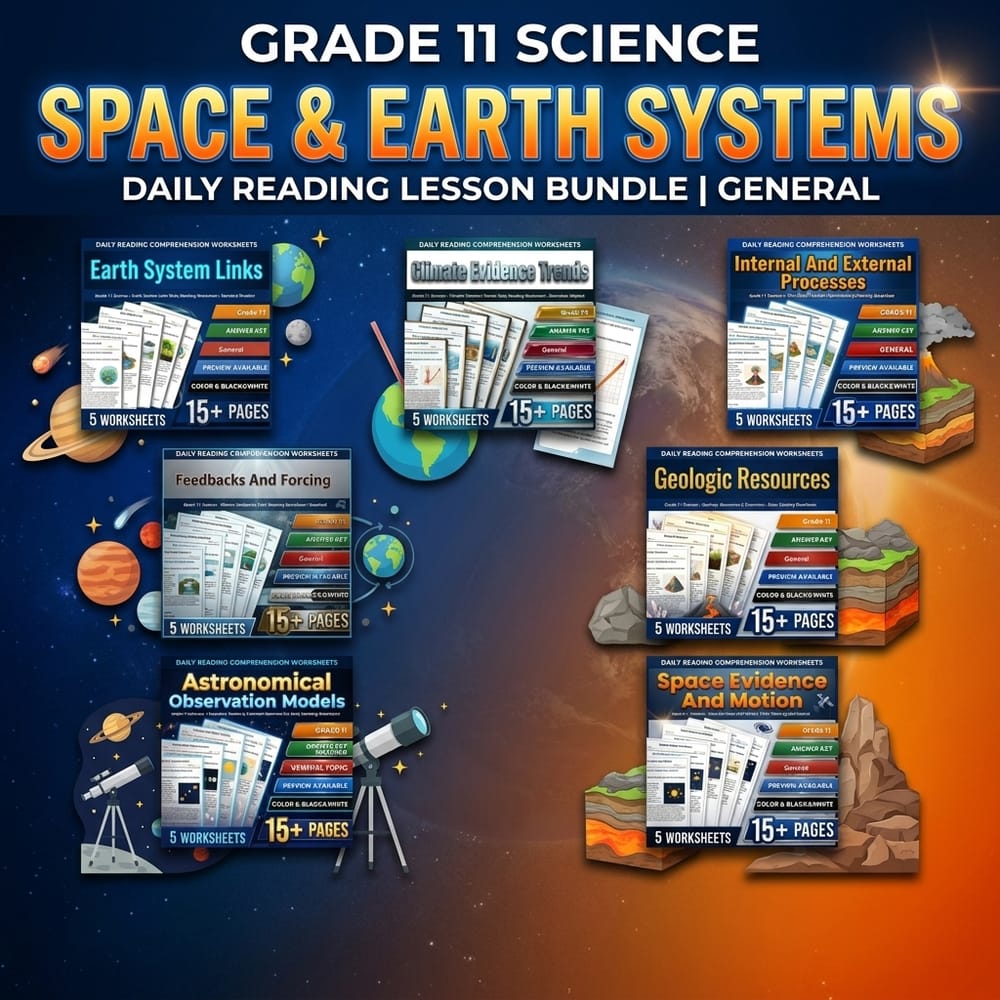 Grade 11 Space & Earth Systems Science Daily Reading Lesson Bundle | General — bundle cover