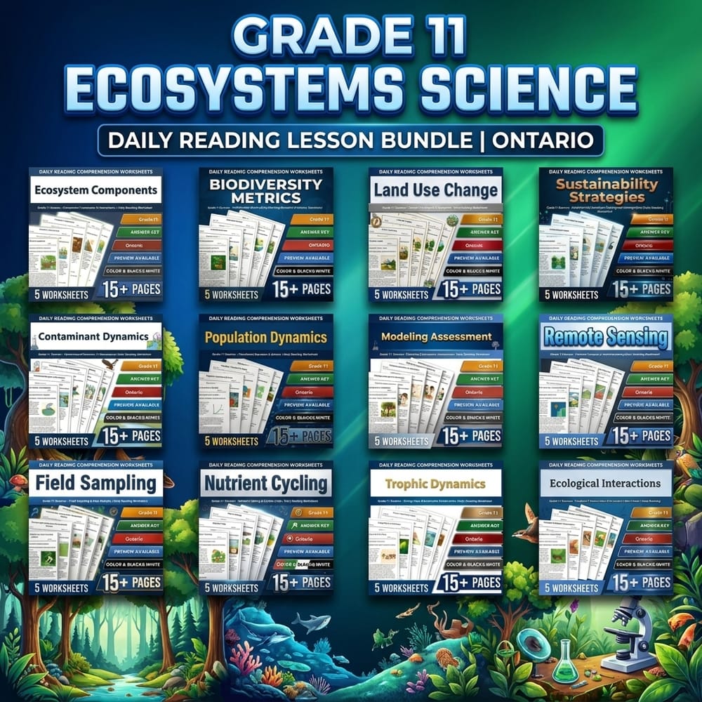 Grade 11 Ecosystems Science Daily Reading Lesson Bundle | Ontario — bundle cover