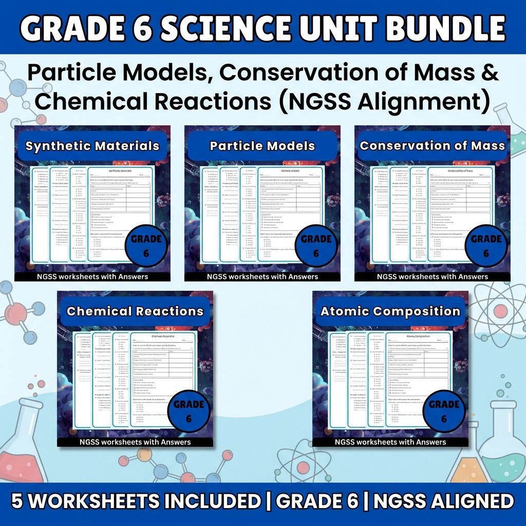 Grade 6 Science Unit Bundle | Chemical Reactions & Atomic Structure - NGSS — bundle cover