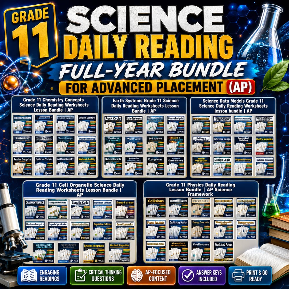 Grade 11 Science Daily Reading Full-Year Bundle for Advanced Placement (AP) — bundle cover