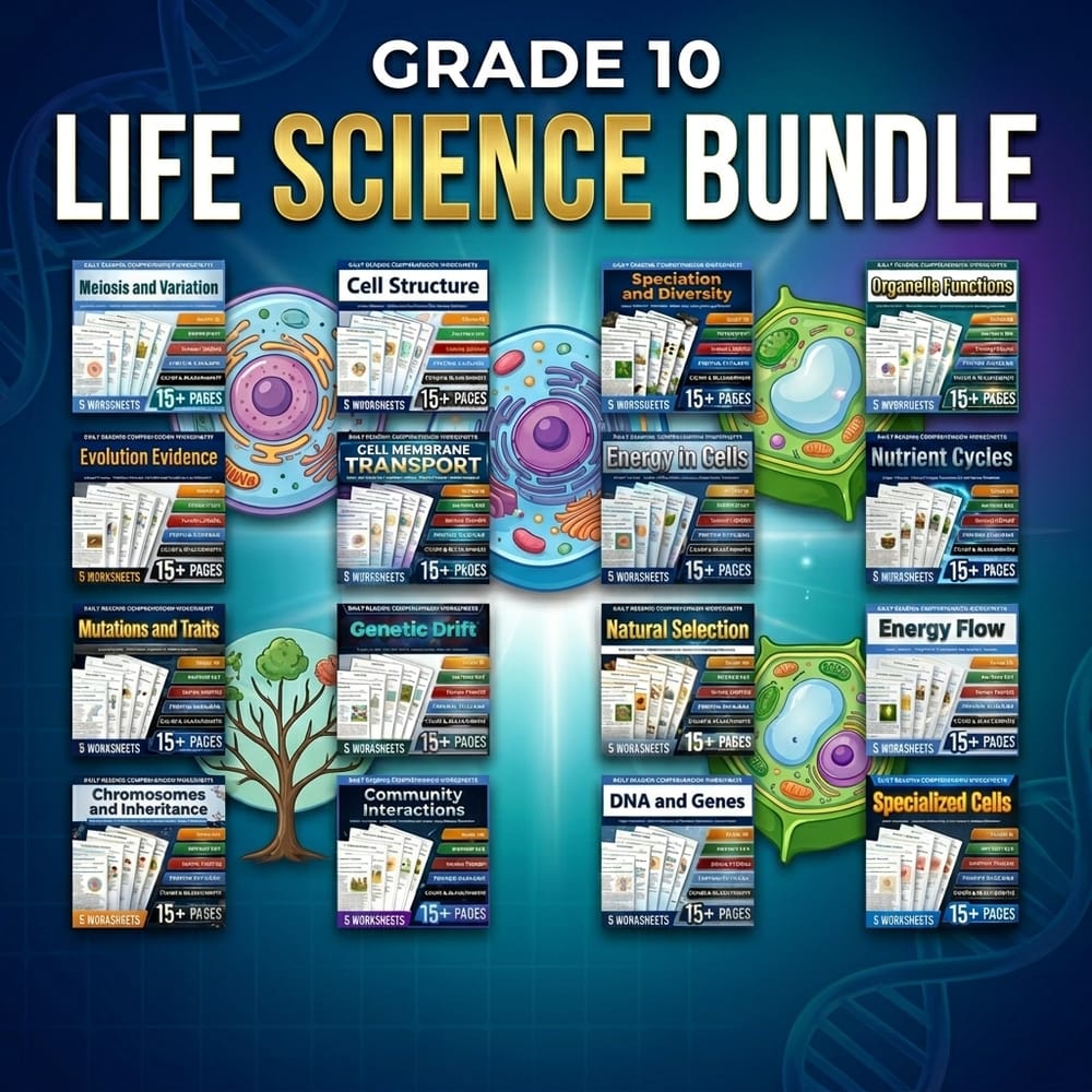 Life Science Grade 10 Science Daily Reading Worksheets Lesson Bundle | FL NGSSS — bundle cover