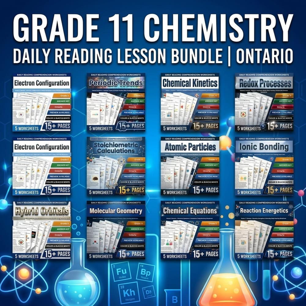 Grade 11 Chemistry Science Daily Reading Lesson Bundle | Ontario — bundle cover