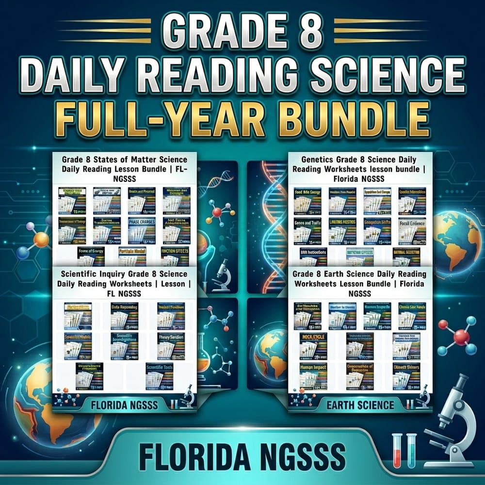 Grade 8 Daily Reading Science Full-Year Bundle Resource – Florida NGSSS — bundle cover