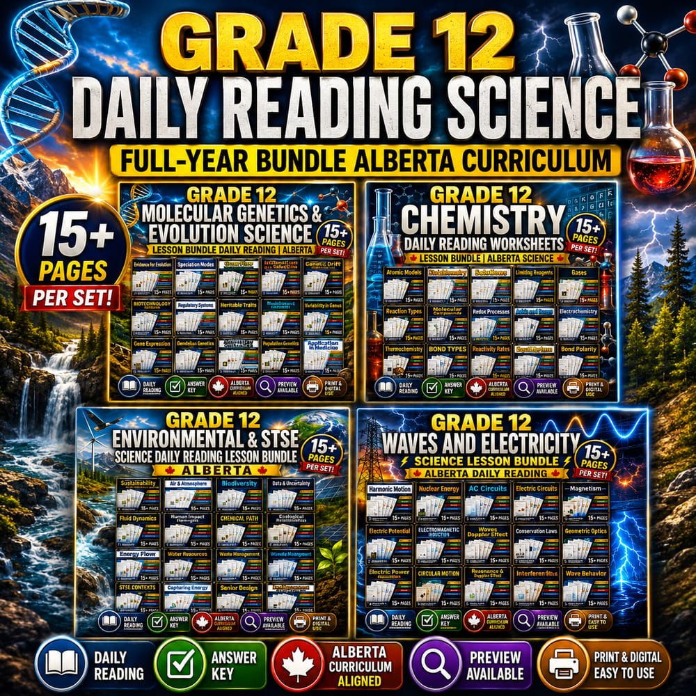 Grade 12 Daily Reading Science Full-Year Bundle Alberta Curriculum — bundle cover