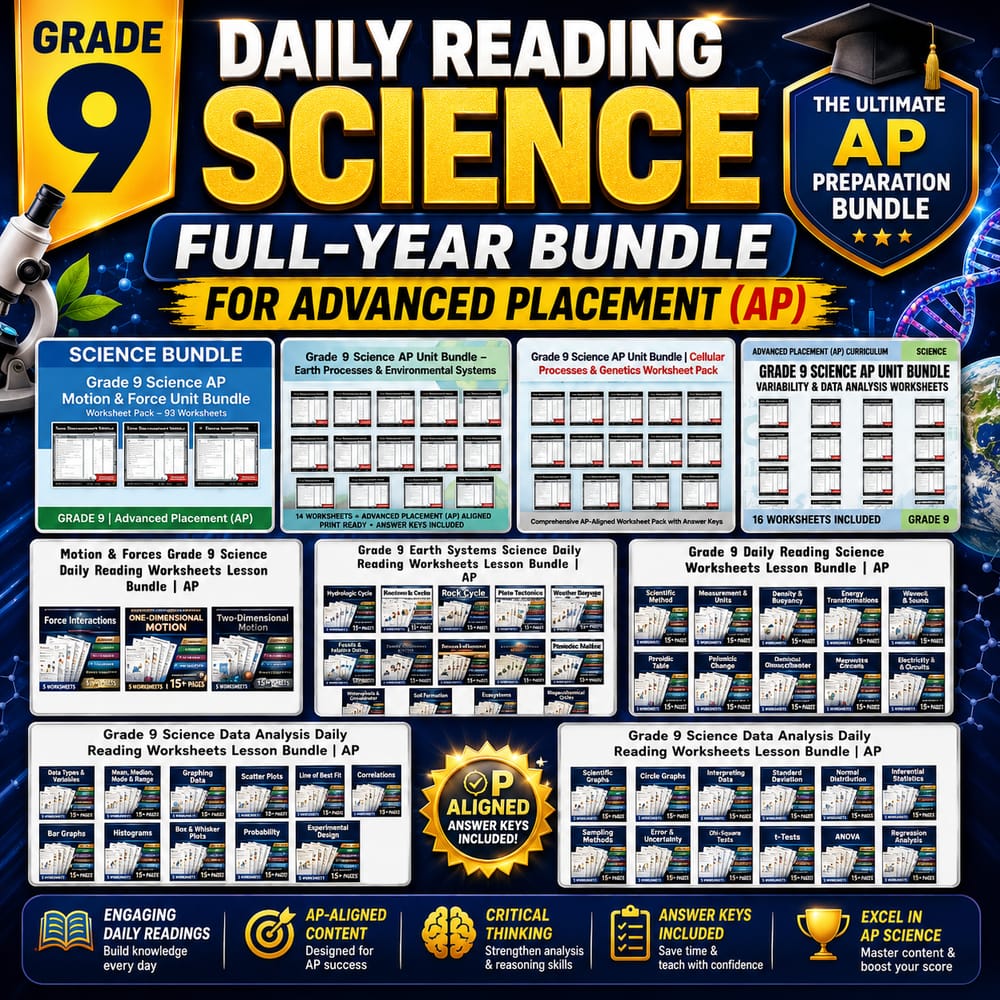 Grade 9 Daily Reading Science Full-Year Bundle for Advanced Placement (AP) — bundle cover