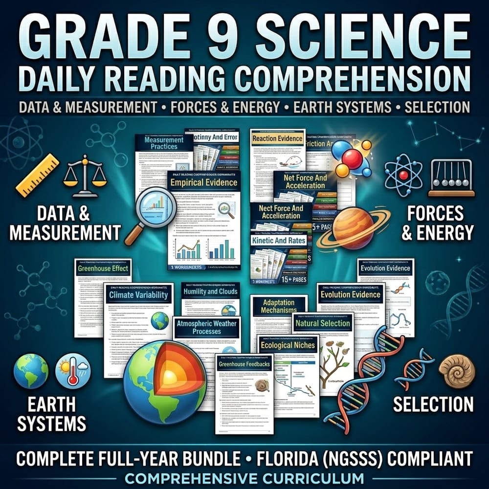 Grade 9 Daily Reading Science Full-Year Bundle – Florida (NGSSS) — bundle cover