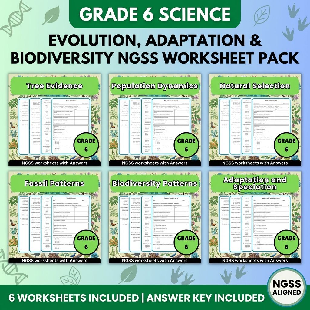 Grade 6 Science Unit Bundle | Evolution, Genetics & Biodiversity NGSS Worksheets — bundle cover