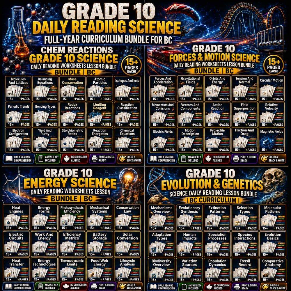 Grade 10 Daily Reading Science Full-Year Curriculum Bundle for BC — bundle cover