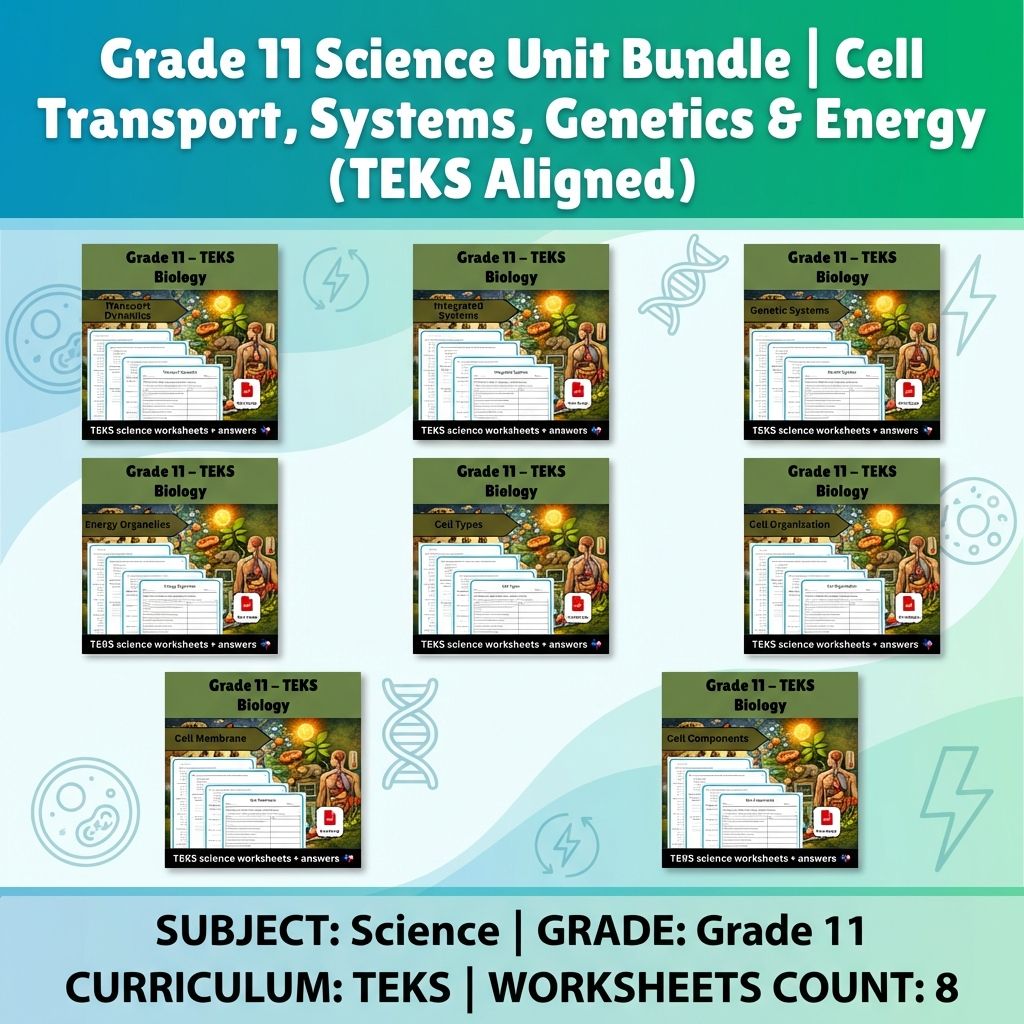Grade 11 Science | Cell & Systems Dynamics Unit Worksheet Bundle (TEKS-Aligned) — bundle cover