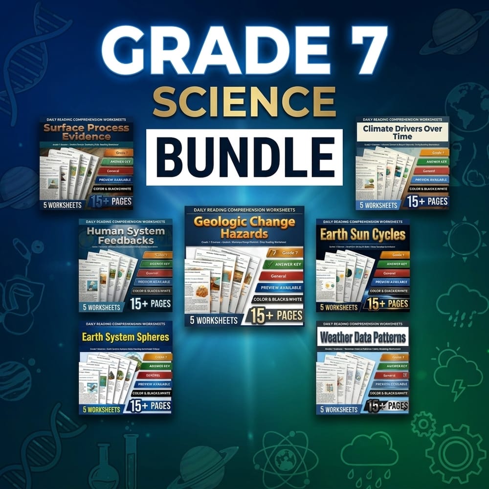 Weather, Earth Systems & Human Feedbacks Grade 7 Science Lesson Bundle | General — bundle cover