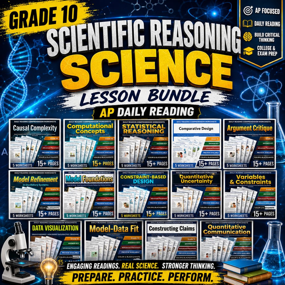 Grade 10 Scientific Reasoning Science Lesson Bundle | AP Daily Reading — bundle cover