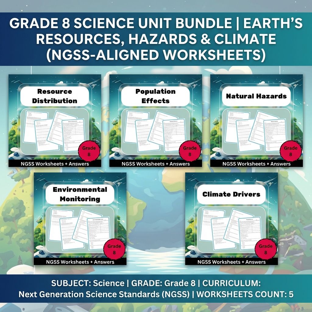 Grade 8 Science Unit | Climate & Environment NGSS Worksheets & Resources — bundle cover