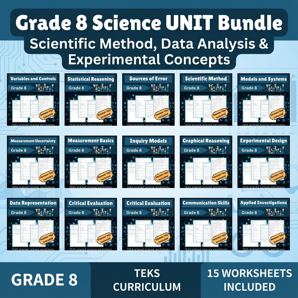 Grade 8 Science Unit Bundle | Scientific Inquiry, Data & Measurement Skills — bundle cover