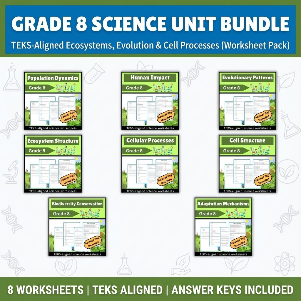 Grade 8 Science Unit Bundle | Ecosystems,Evolution & Cell Processes TEKS Aligned — bundle cover