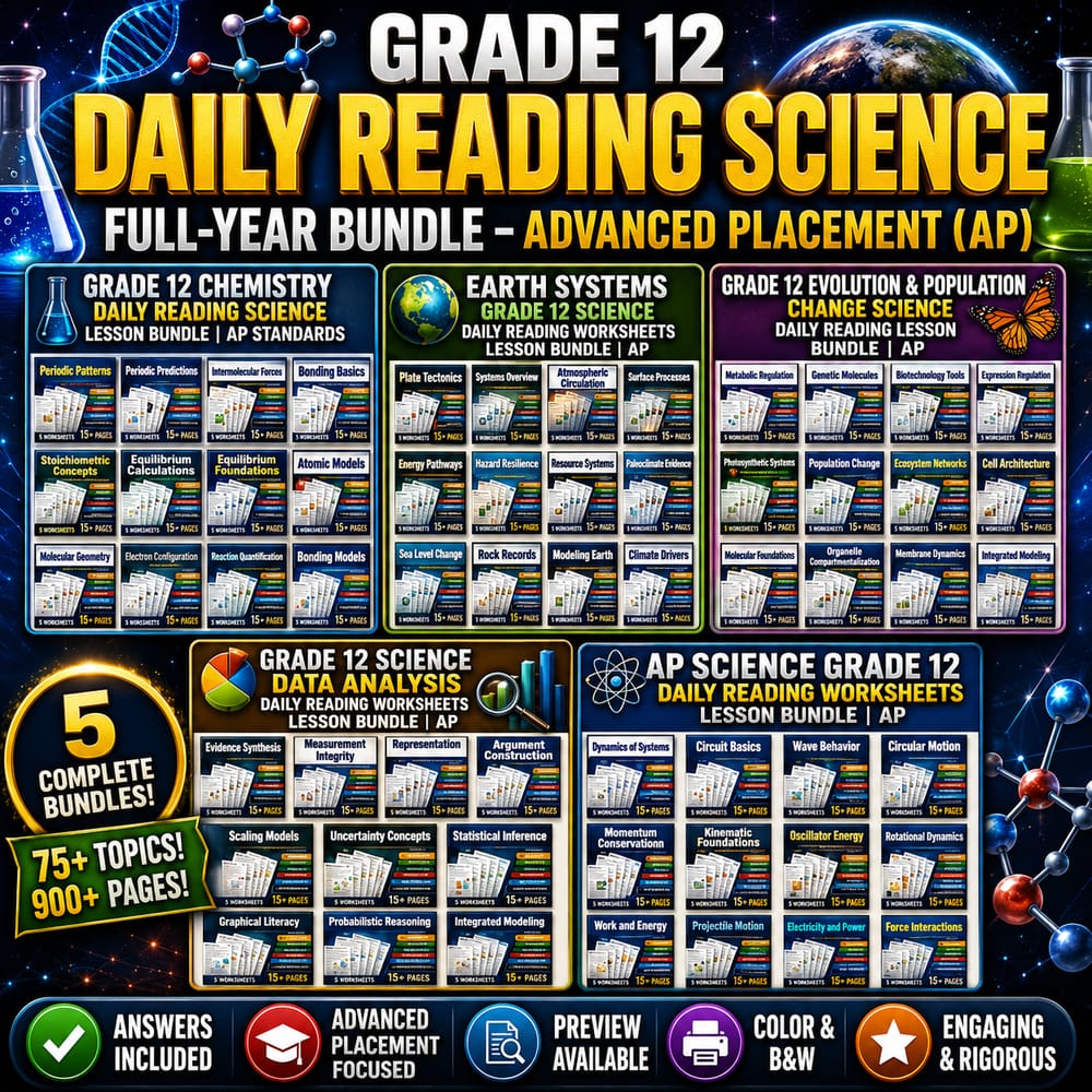 Grade 12 Daily Reading Science Full-Year Bundle – Advanced Placement (AP) — bundle cover