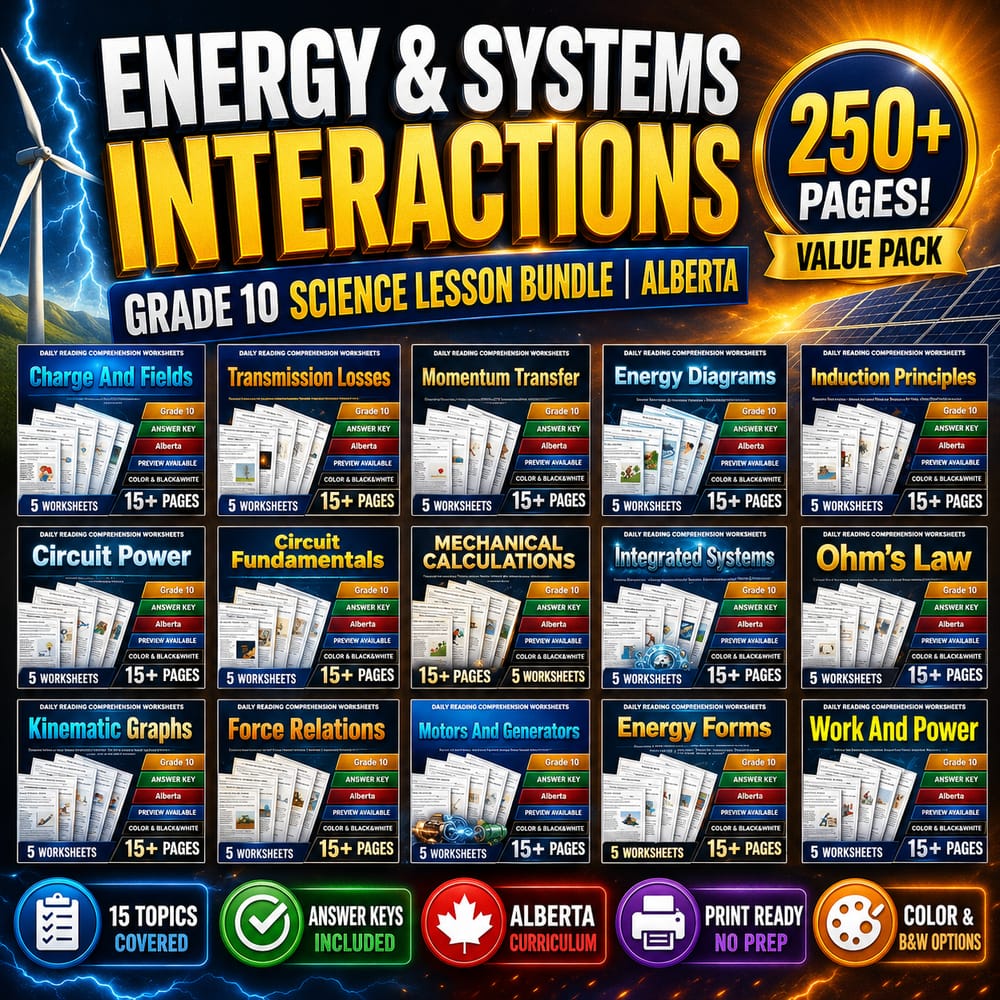 Energy & Systems Interactions Grade 10 Science lesson bundle | Alberta — bundle cover