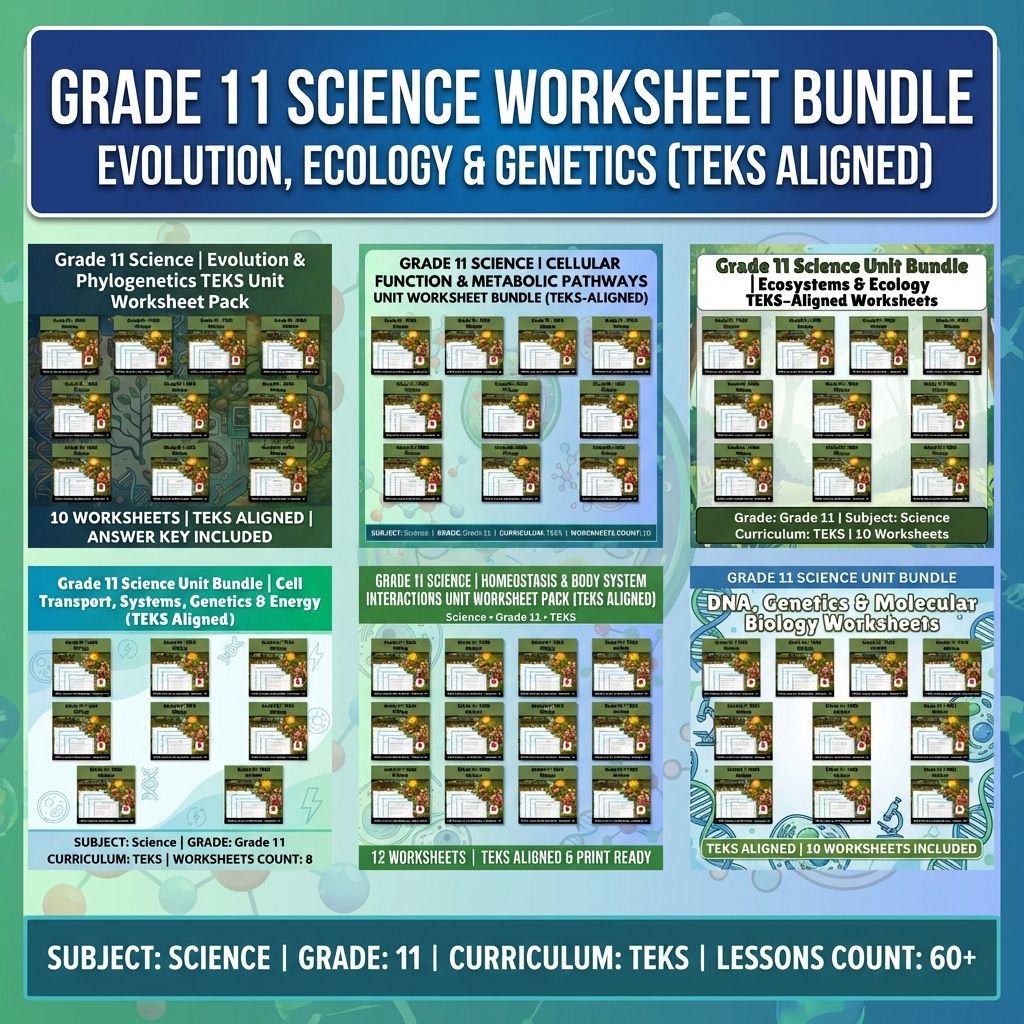 Grade 11 Science | DNA , Genetics & Molecular Biology Worksheet Bundle-TEKS — bundle cover