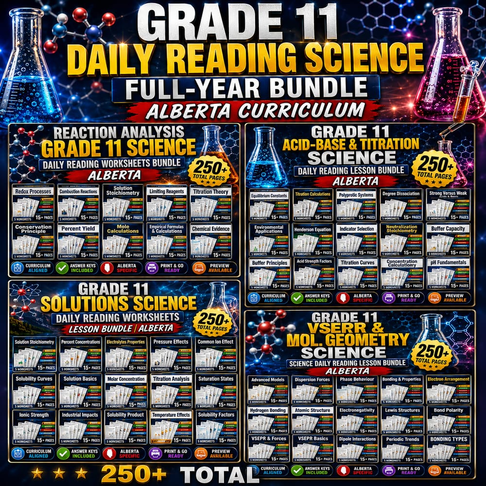 Grade 11 Daily Reading Science Full-Year Bundle Alberta Curriculum — bundle cover