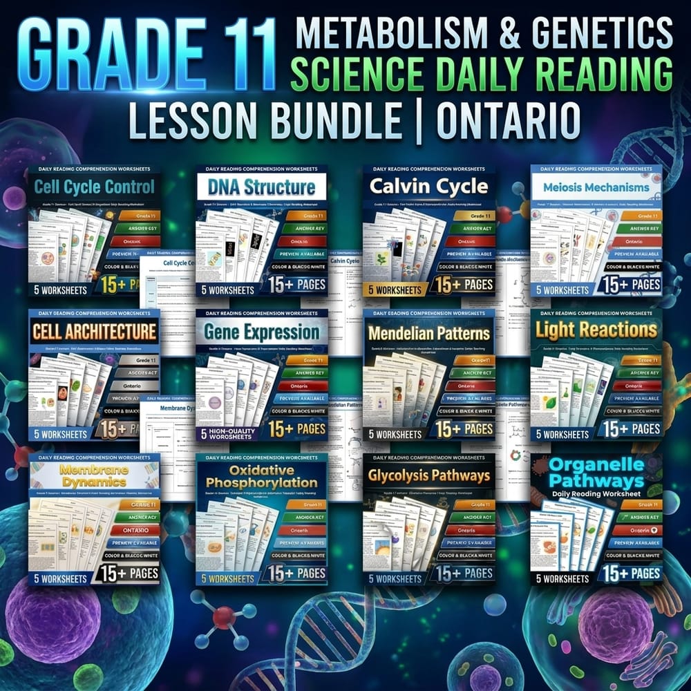 Grade 11 Metabolism & Genetics Science Daily Reading Lesson Bundle | Ontario — bundle cover
