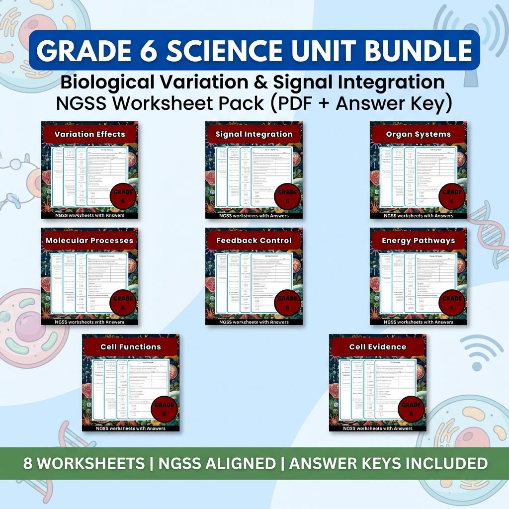 Grade 6 Science UNIT Bundle | Cell Functions, Energy & Systems NGSS Worksheets — bundle cover