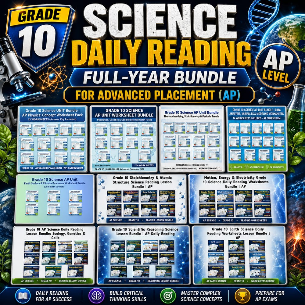 Grade 10 Science Daily Reading Full-Year Bundle for Advanced Placement (AP) — bundle cover
