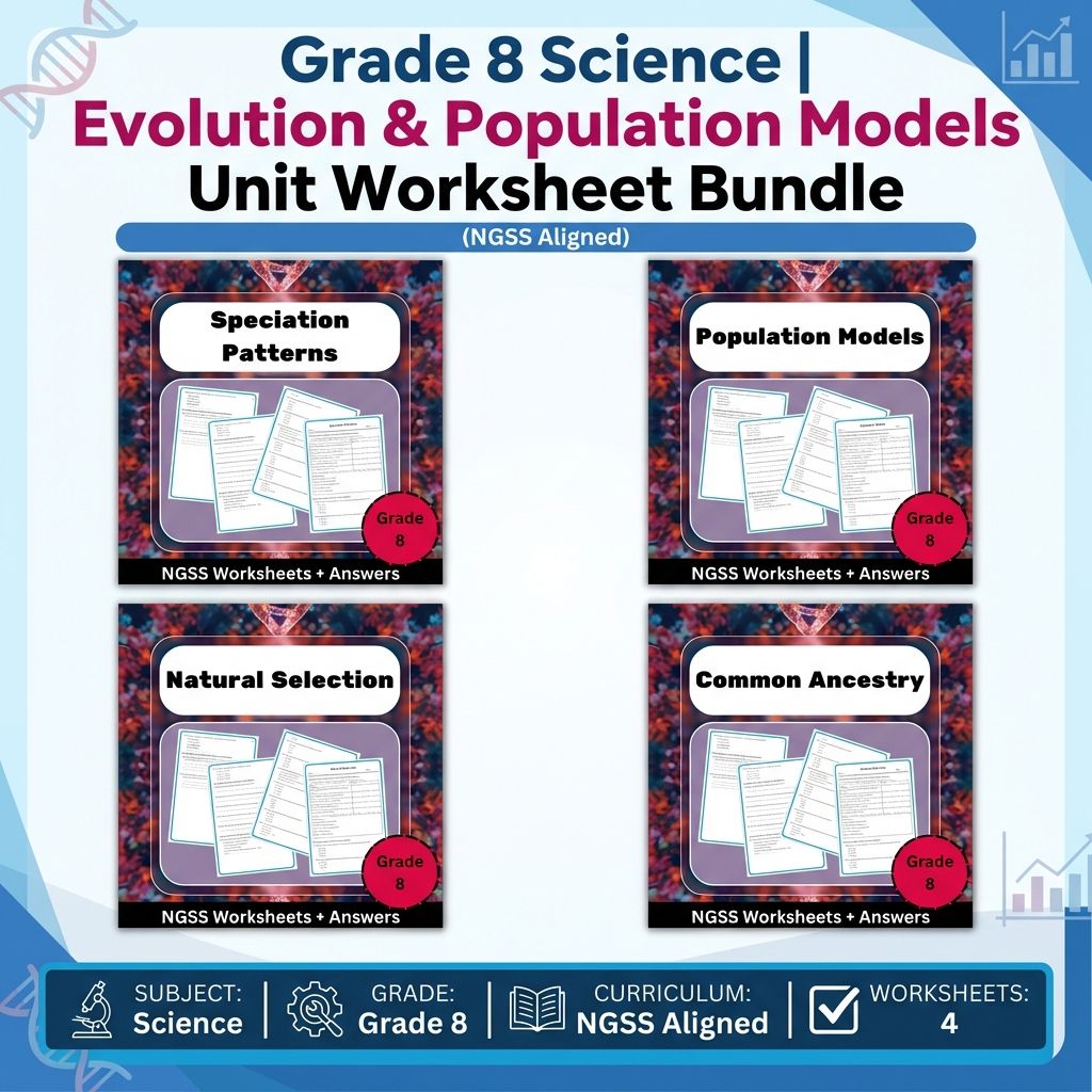 Grade 8 Science | Evolution & Speciation Unit Bundle (NGSS-Aligned Worksheets) — bundle cover