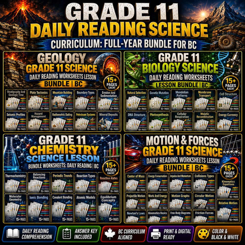 Grade 11 Daily Reading Science Curriculum: Full-Year Bundle for BC — bundle cover
