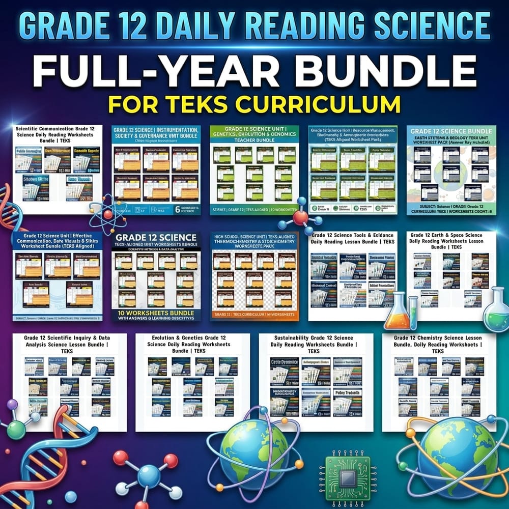 Grade 12 Daily Reading Science Full-Year Bundle for TEKS Curriculum — bundle cover