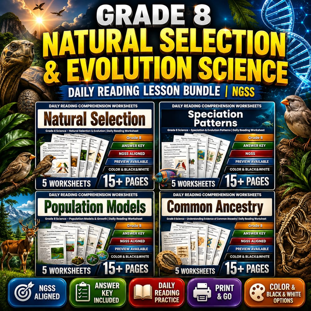 Biological Evolution: Unity and Diversity Lesson Bundle Grade 8 Science | NGSS — bundle cover
