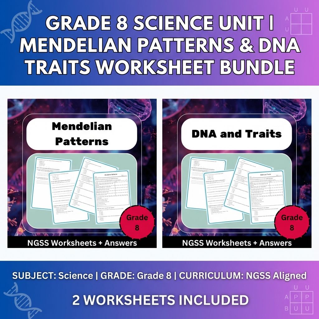 Grade 8 Science Unit | DNA, Traits & Mendelian Patterns Worksheet Bundle - NGSS — bundle cover