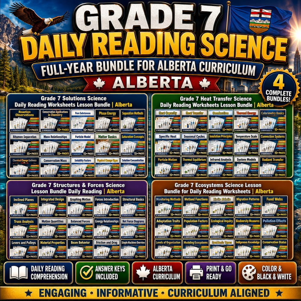 Grade 7 Daily Reading Science Full-Year Bundle for Alberta Curriculum — bundle cover