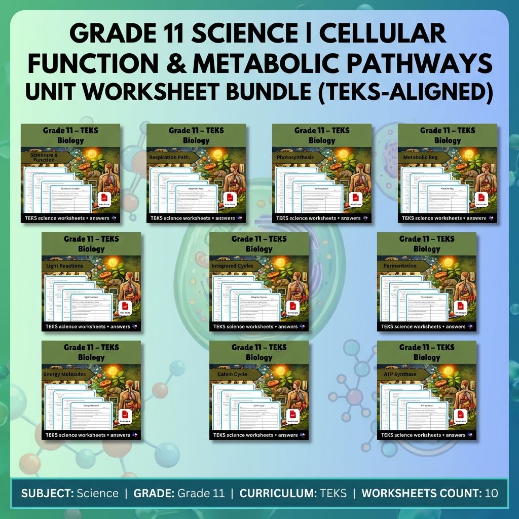 Grade 11 Science Unit Bundle – Cell Function, Respiration & Photosynthesis-TEKS — bundle cover