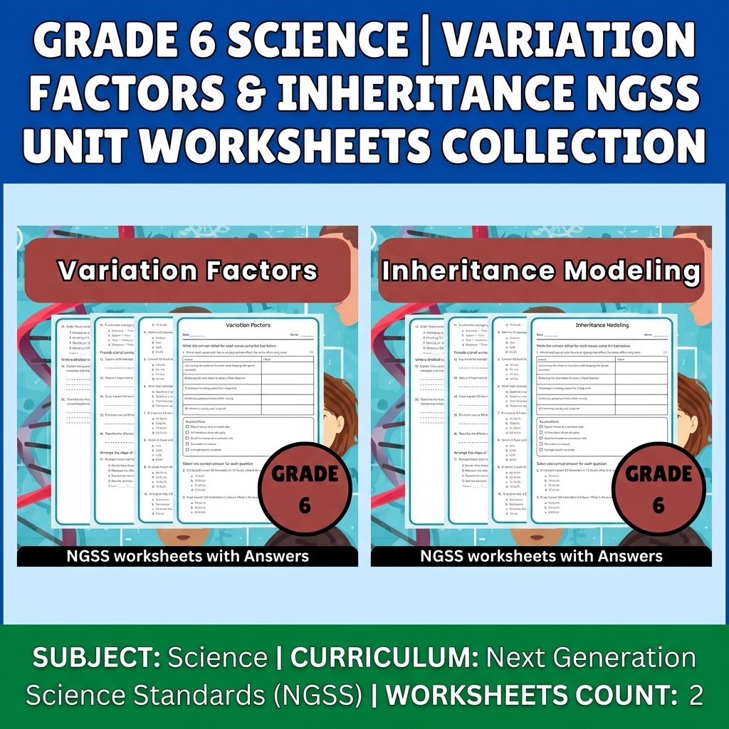 Grade 6 Science Unit Bundle | Variation & Inheritance Worksheets (NGSS Aligned) — bundle cover