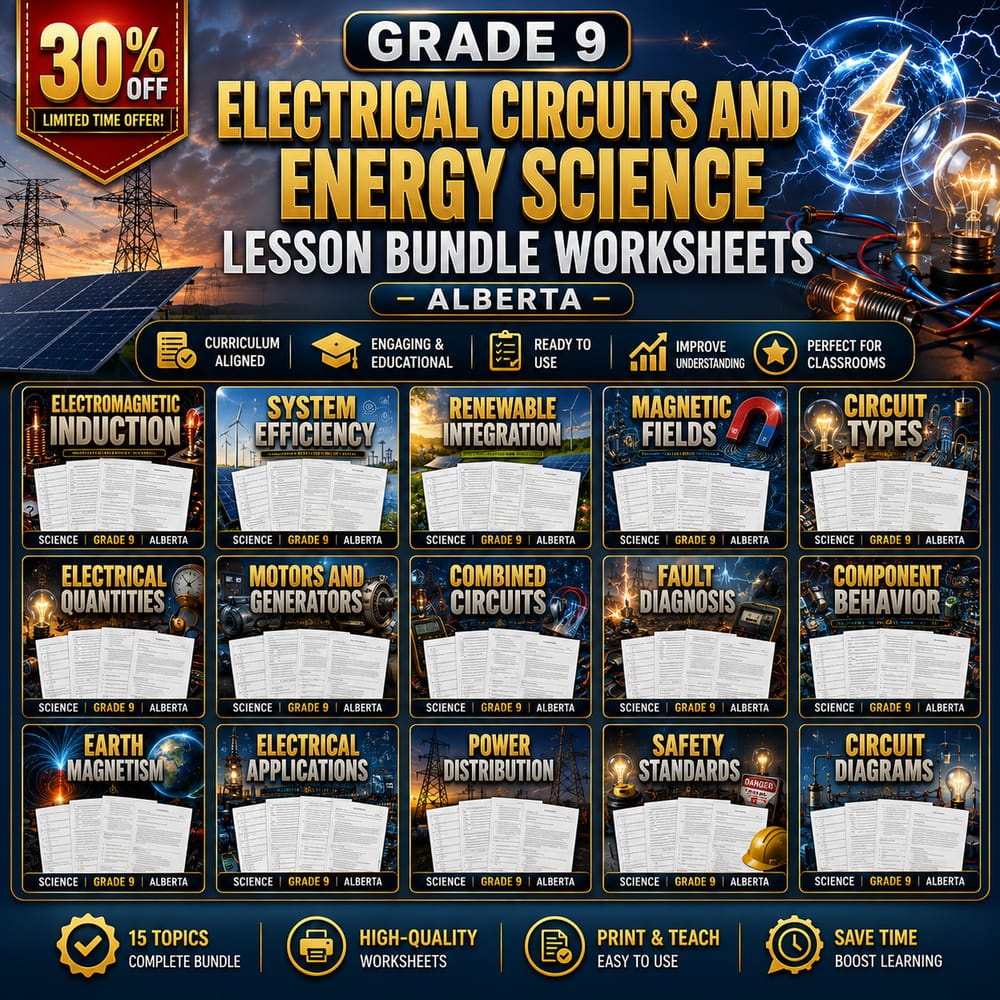Grade 9 Electrical Circuits and Energy Science Lesson Bundle (Alberta) — bundle cover