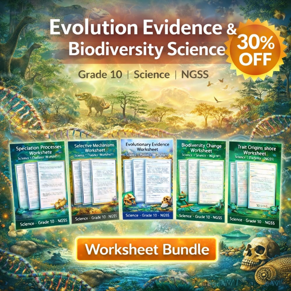 Grade 10 Evolution Evidence & Biodiversity Science Lesson Bundle NGSS — bundle cover