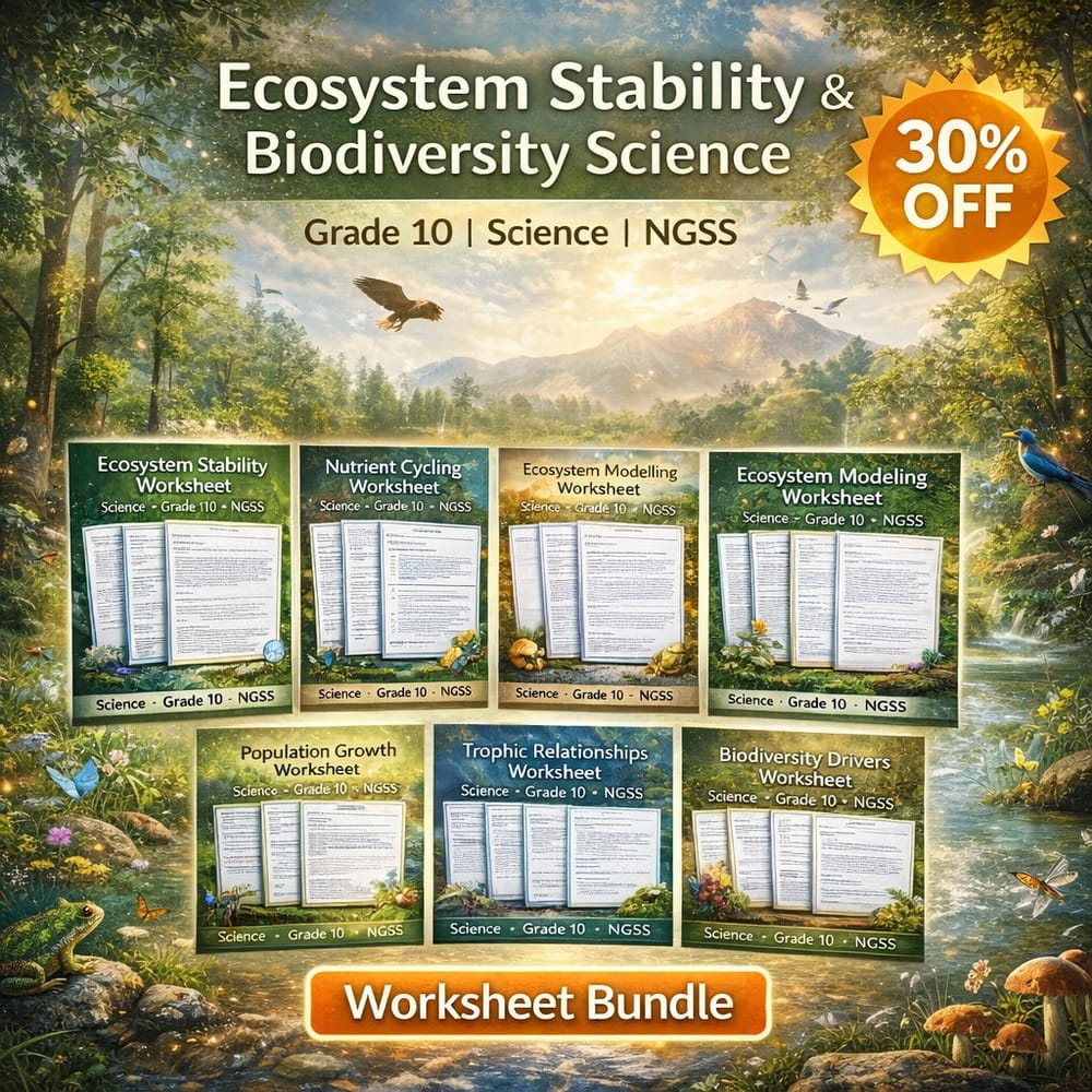Grade 10 Ecosystem Stability and Biodiversity Science Lesson Bundle NGSS — bundle cover