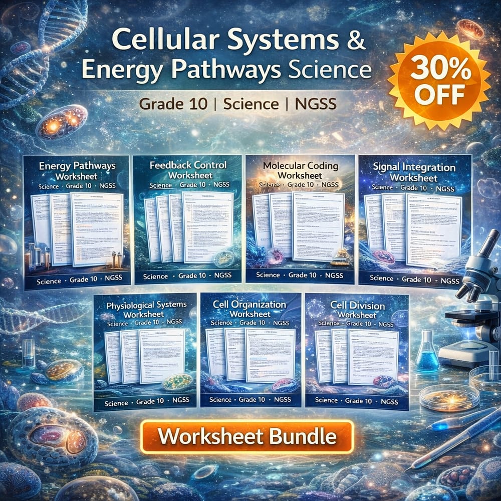 Grade 10 Cellular Systems & Energy Pathways Science Lesson Bundle NGSS — bundle cover