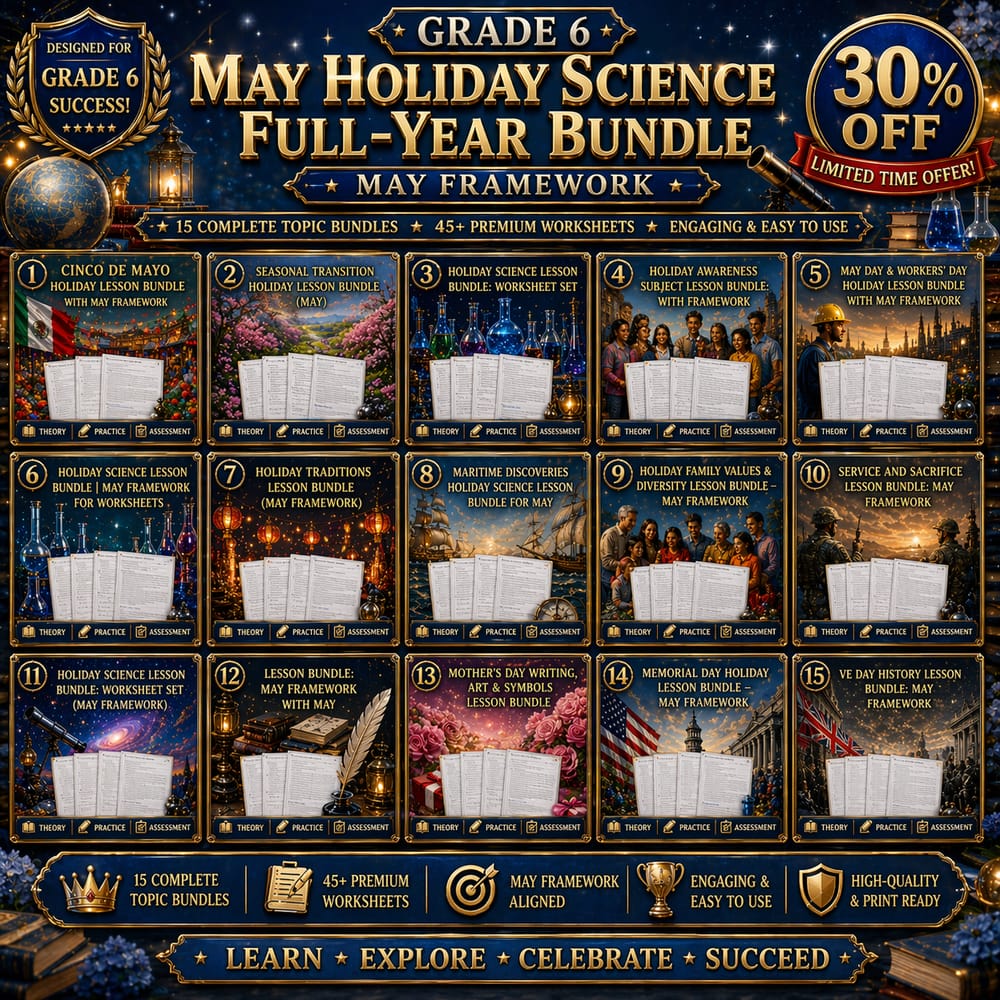 Grade 6 May Holiday Science full-month bundle - May framework — bundle cover