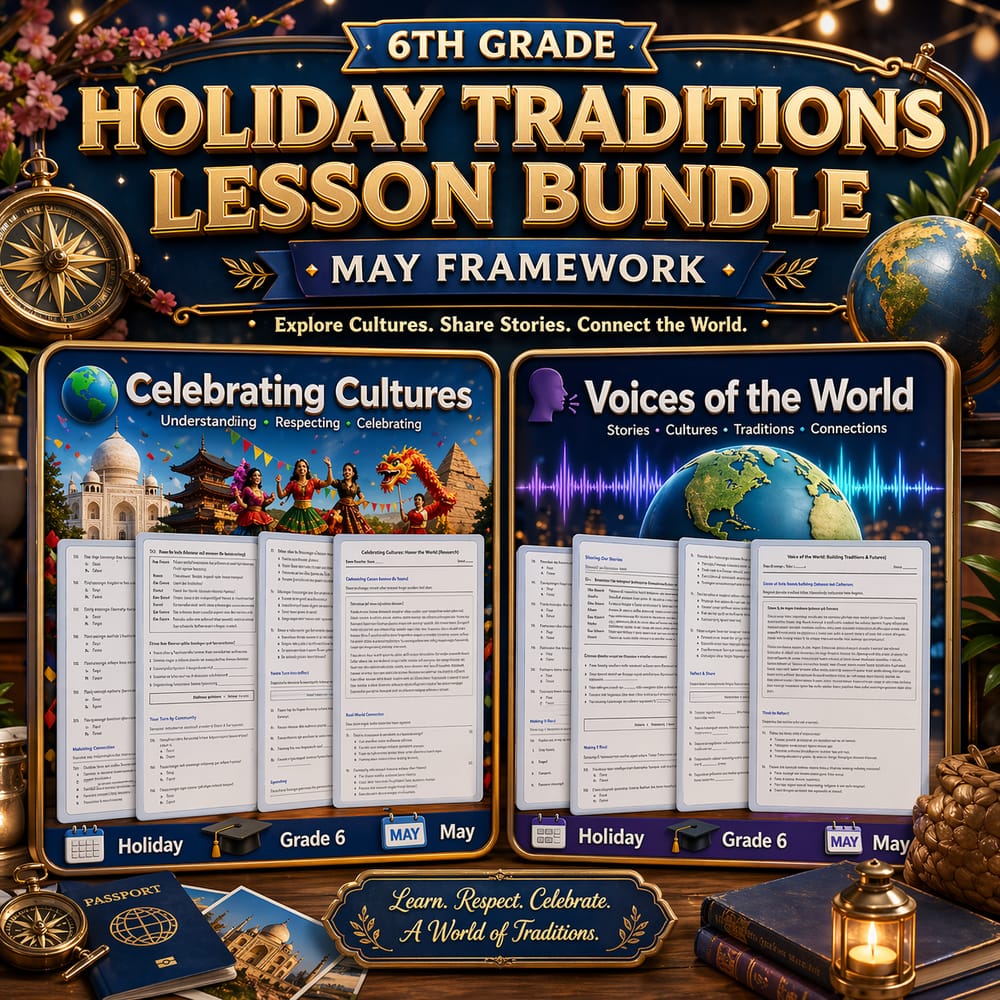 6th Grade Holiday Traditions Lesson Bundle (May Framework) — bundle cover