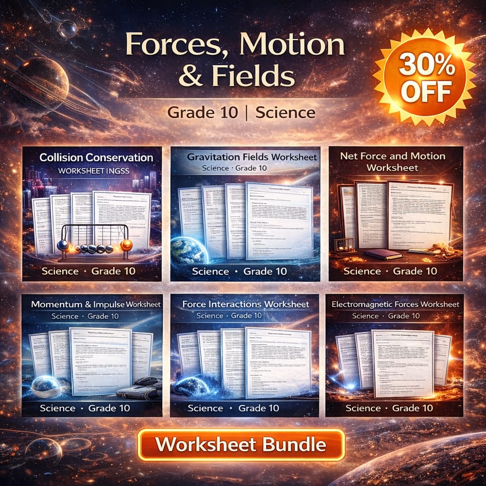 Grade 10 Forces, Motion, and Fields Science Lesson Bundle for NGSS — bundle cover