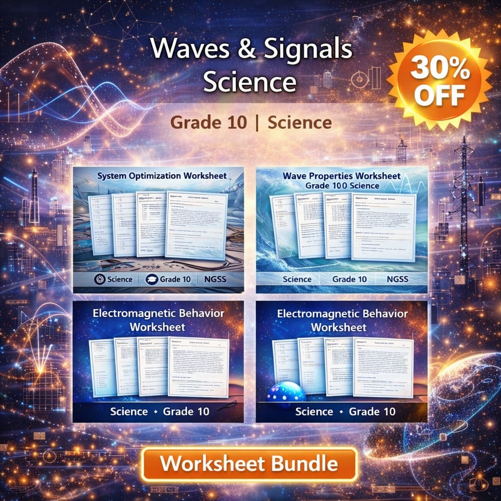 Grade 10 Waves and Signals Science Lesson Bundle: NGSS System & EM Behavior — bundle cover