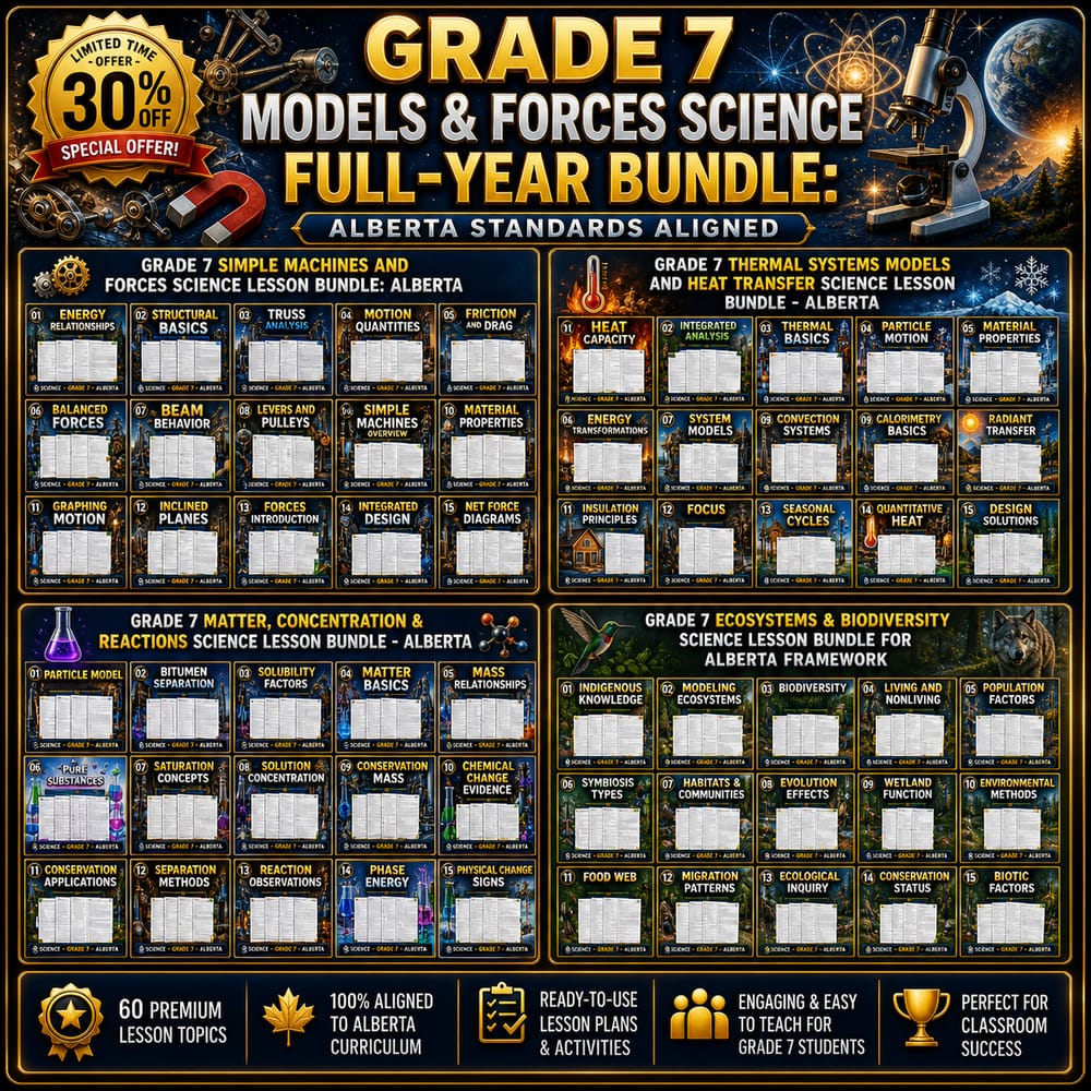 Grade 7 Models & Forces Science Full-Year Bundle: Alberta Standards — bundle cover