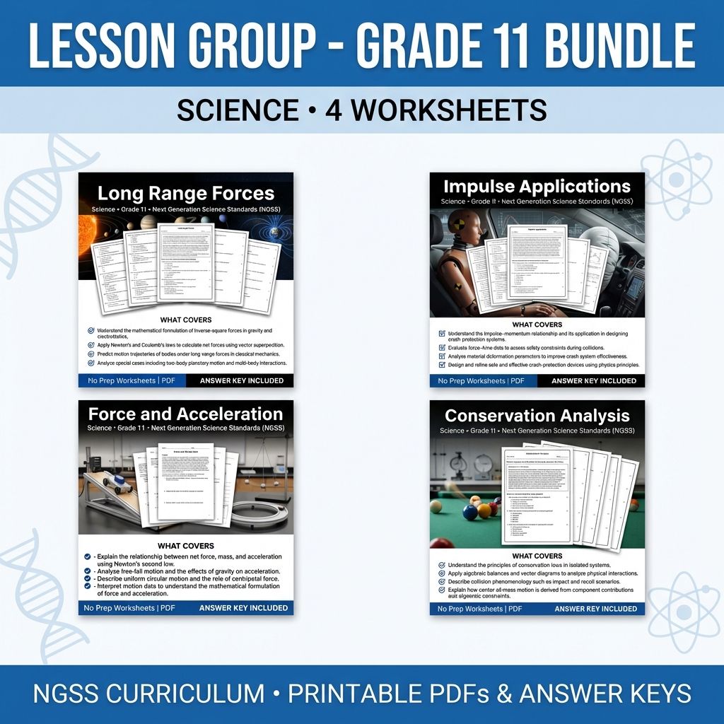 Grade 11 Science Unit Bundle – Forces, Impulse & Conservation Practice PDFs — bundle cover