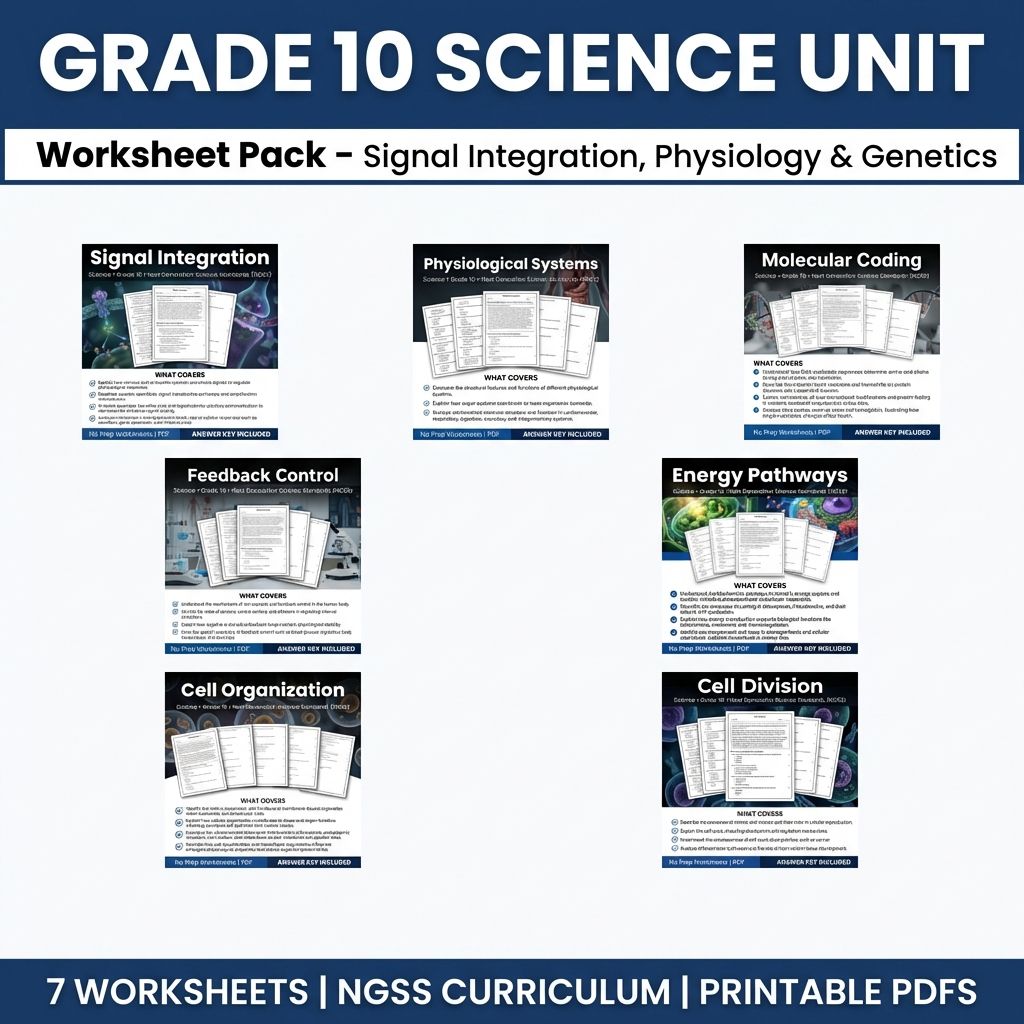 Grade 10 Science UNIT Worksheet Pack – Signal Integration, Physiology & Genetics — bundle cover