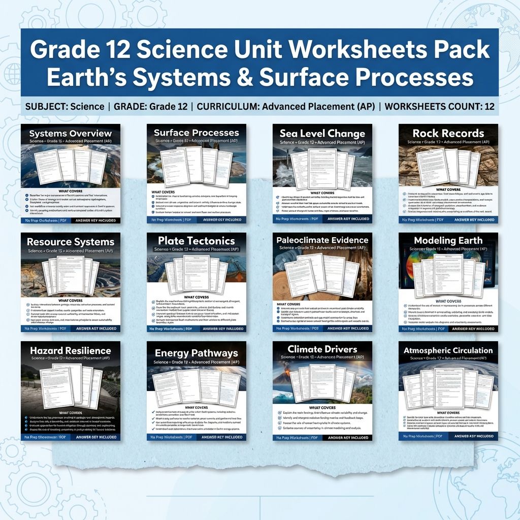 Grade 12 Science Unit Worksheets Pack | Earth's Systems & Surface Processes — bundle cover